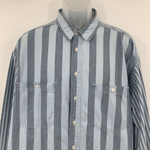 Levi’s Vintage Denim Button Up Striped Shirt XL - Picture 2 of 7